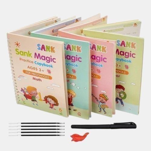RYNEVA™ Magic Practice Copybook (Set of 4) | Reusable Calligraphy & Writing Kit for Kids